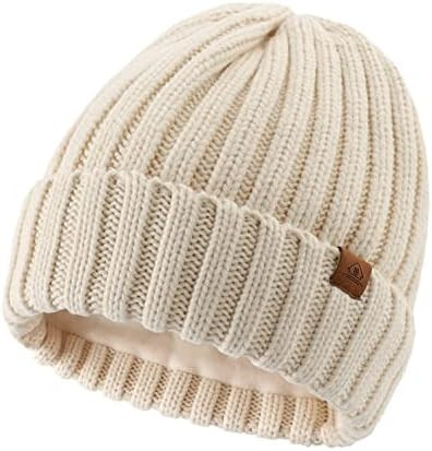 Home Prefer Mens Winter Hat Wool Fleece Lined Knit Beanie Hat Warm Stocking Caps | Amazon (US)