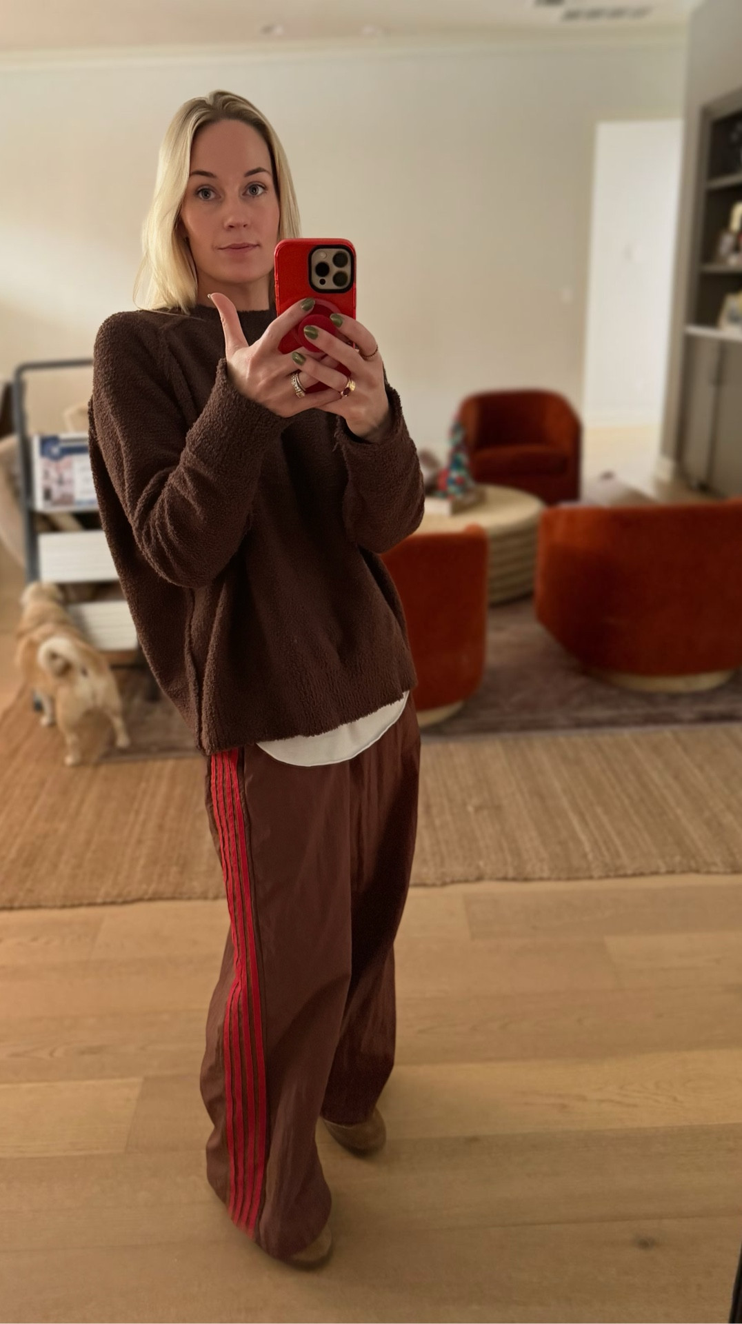 Chocolate brown, baggy silhouettes, and a pop of cherry red — Amazon knit, wide-leg track pants, and Sam Edelman sneakers for an easy “threw-it-on” cool-girl vibe. ❤️🤎
•••
#LTKSeasonal #LTKfit #LTKEveryday #athleisureoutfit #brownoutfit #ootd #casualstyle #widelegtrackpants #amazonfashionfinds #samedelmansneakers

#LTKFindsUnder100 #LTKootd #LTKActive