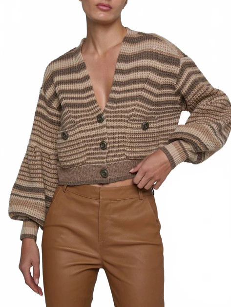 Christabel Stripe Cardigan In Biscuit Multi Stripe | Shop Simon