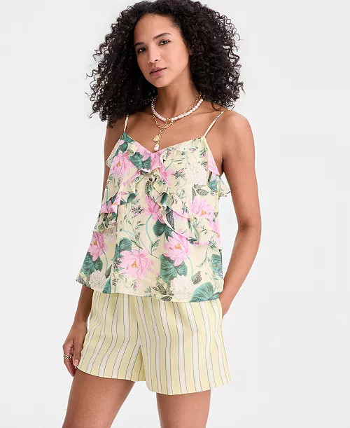 On 34th Women's Printed Ruffle Camisole Top, Macy's Exclusive  - Macy's | Macy's