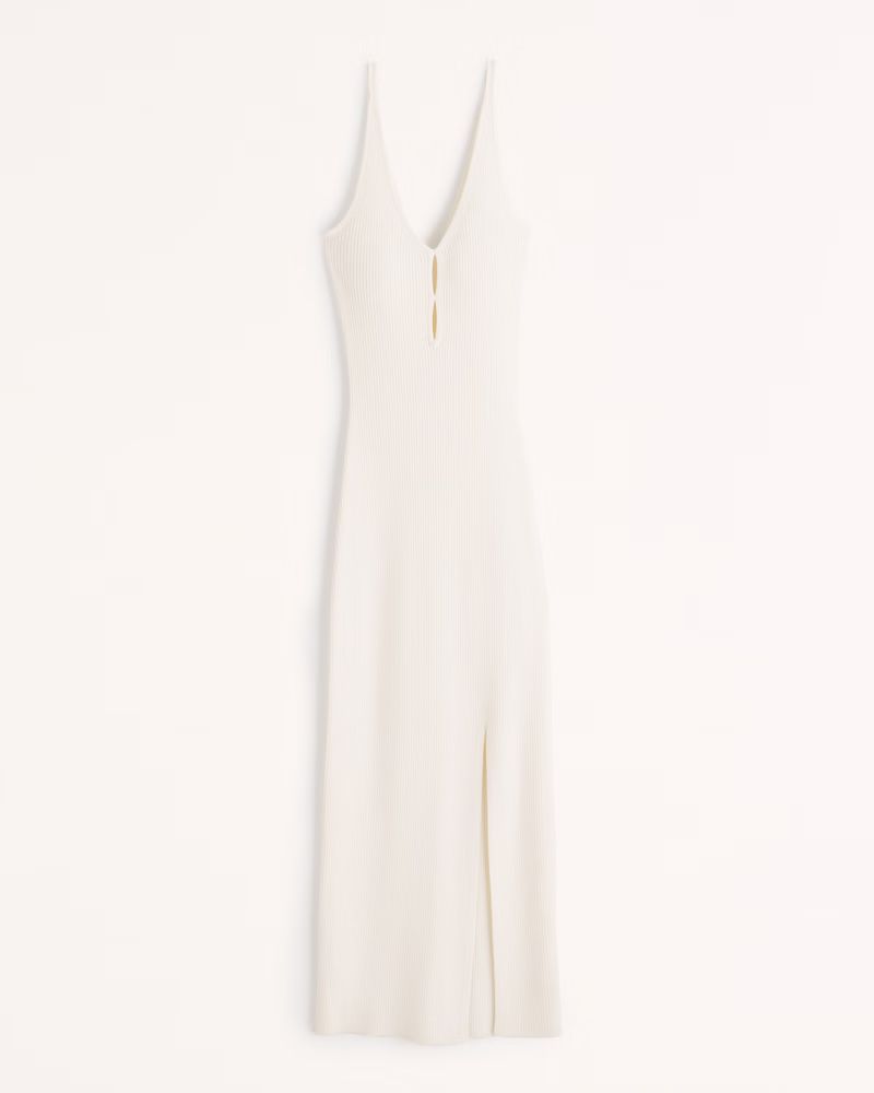 Abercrombie & Fitch Women's Keyhole Midi Sweater Dress in White - Size S TLL | Abercrombie & Fitch (US)