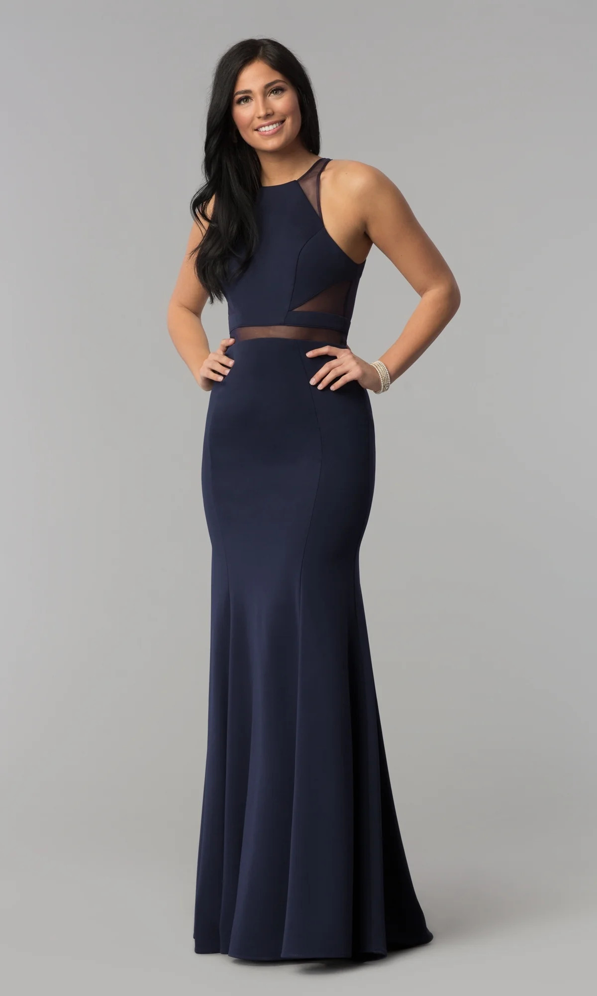 Illusion-Cut-Out High-Neck Long Prom Dress 8054 | Prom Girl