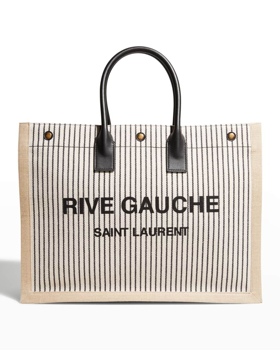 Saint Laurent Rive Gauche Striped Canvas Tote Bag | Neiman Marcus