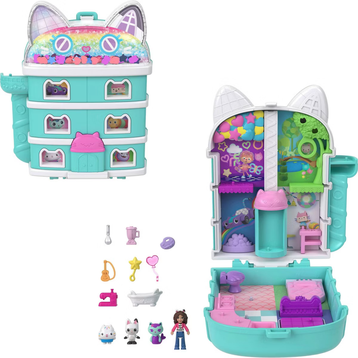 Polly Pocket Micro Dolls and Playset, Gabby’s Dollhouse Compact with 9 Accessories & Pet Cat Fr... | Target