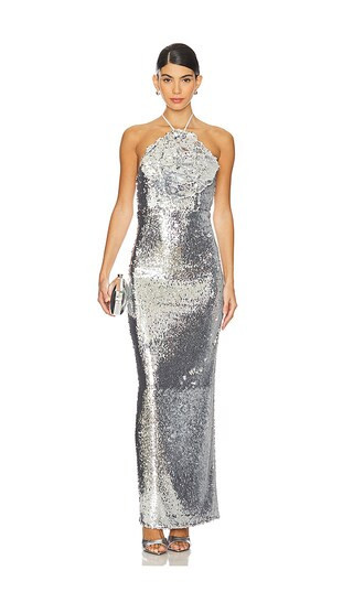 Lovers and Friends Lilium Gown in Metallic Silver. - size S | Revolve Clothing (Global)