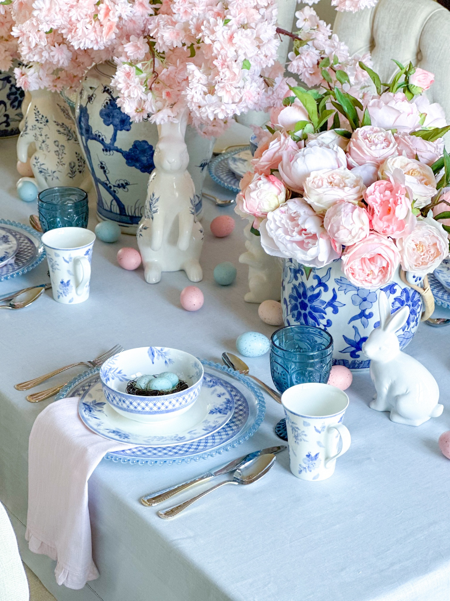 Shop my cotton candy Easter tablescape!

Mikasa, blue and white table, blue and white decor, Easter decor, Easter table, entertaining ideas, robins egg, pink flowers, pink peonies, cherry blossoms, blue and white bunnies, pink napkins, blue linens, blue tablecloth, blue charger, two tone silverware, ginger jar, ice bucket, twos company

#LTKhome #LTKSeasonal #LTKparties
