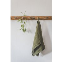 Forest Green Linen Tea Towels, Linen Hand Handmade Natural Kitchen Towels Set, High-Quality Towels | Etsy (US)