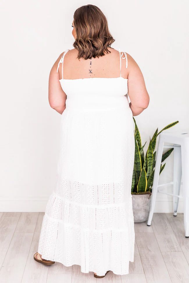Greatest Story Ivory Smocked Bust Eyelet Maxi Dress FINAL SALE | Pink Lily