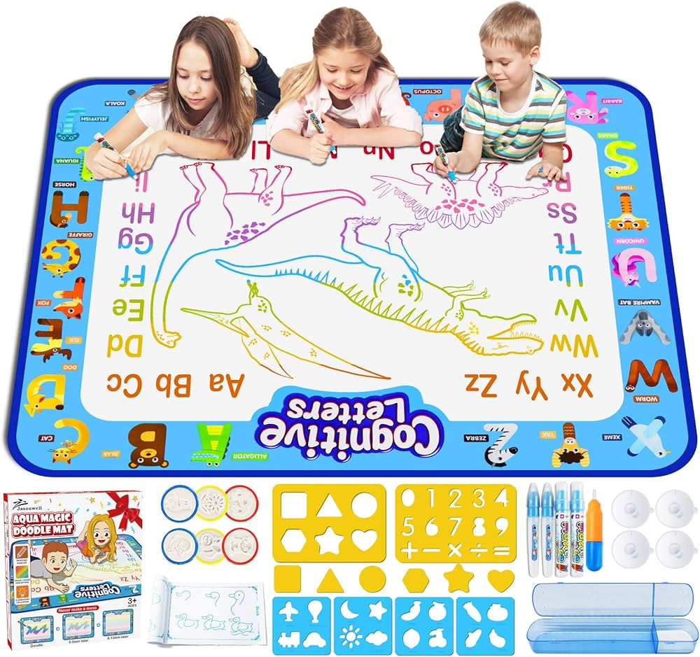 Jasonwell Aqua Water Doodle Mat 40 X 32 Inches Large Magic Drawing Doodling Mat Coloring Mat Educ... | Amazon (US)