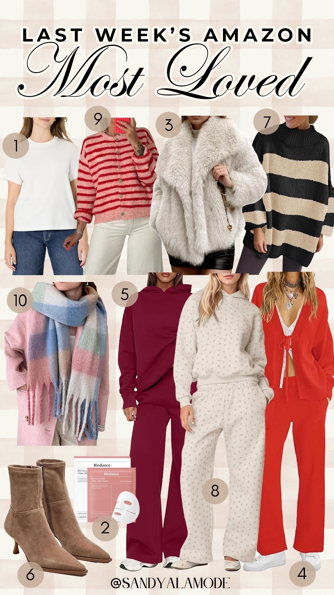 Last week’s Amazon best sellers. Amazon finds. Amazon fashion. Amazon Valentine’s Day style. Amazon matching lounge set. Amazon matching sweater set. Amazon striped sweater. Amazon Valentine’s Day sweater. Amazon faux fur jacket. Amazon plaid scarf. Amazon winter heeled booties. Amazon beauty  

#LTKFindsUnder50 #LTKFindsUnder100 #LTKSeasonal