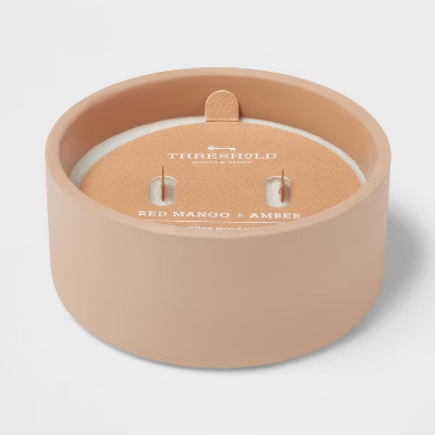 8oz 2-Wick Brown Matte Ceramic Woodwick Candle Red Mango and Amber - Threshold™ | Target