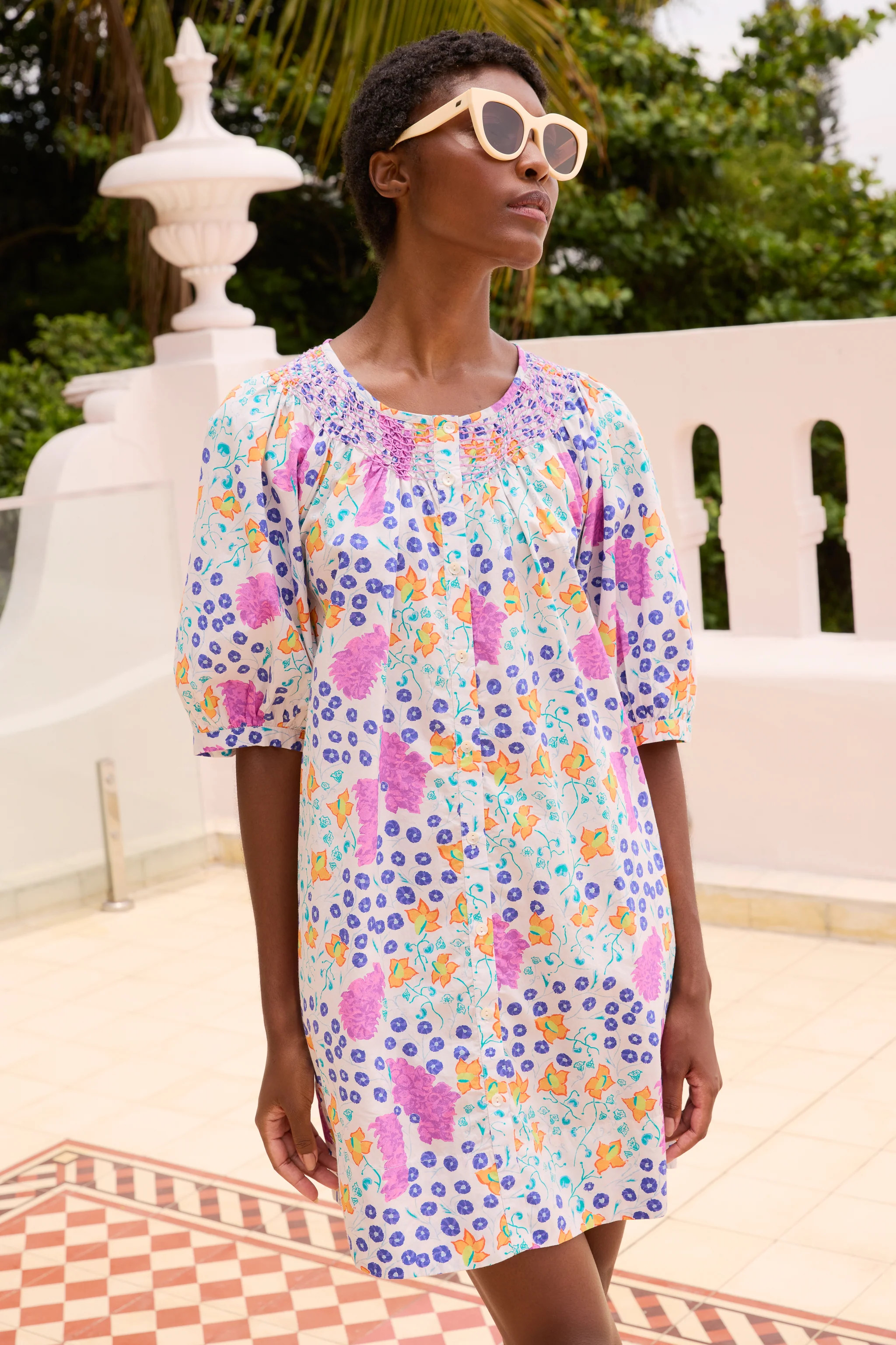 Embroidered Button Mini- Fleur Lilac | Oliphant Design