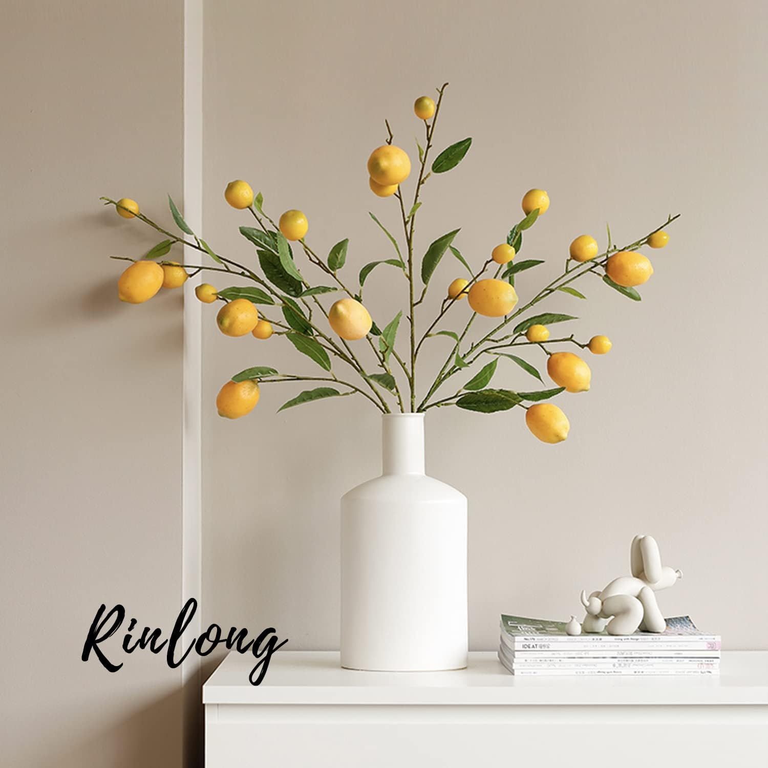 Rinlong 2Pcs Artificial Lemon Branches for Kitchen Party Decoration Yellow Fake Lemon Decor Farmh... | Amazon (US)