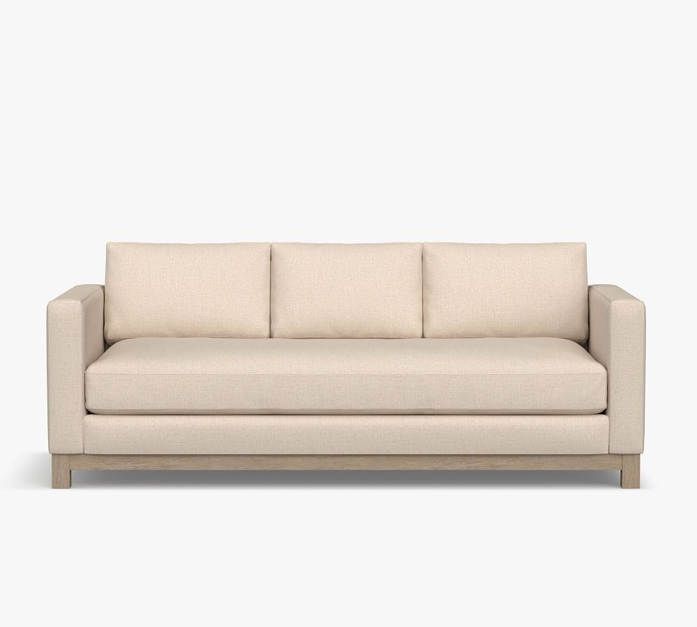 Jake Upholstered Sofa with Wood Base | Pottery Barn (US)