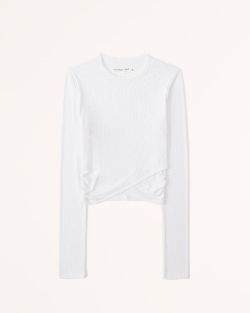 Long-Sleeve Draped Waist Top | Abercrombie & Fitch (US)