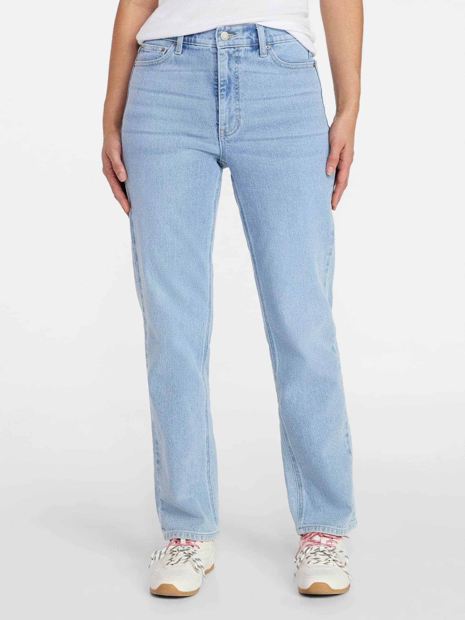 Time and Tru Women's High Rise Straight Leg Jeans, 30" Inseam, Sizes 0-22, 0S-22S | Walmart (US)