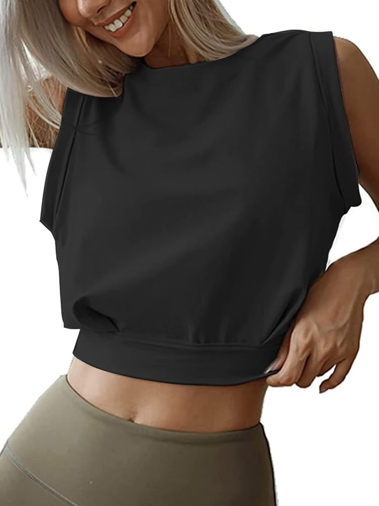 Crop Top Workout Shirts for Women Cute Sleeveless Yoga Tops Gym Athletic Tank Tops Trendy Y2K Clo... | Amazon (US)