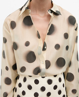 Mango Women's Polka-Dot Lyocell Shirt - Macy's | Macy's