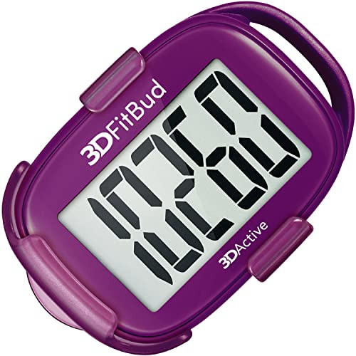 3DActive 3DFitBud Simple Step Counter Walking 3D Pedometer with Clip, Lanyard Accurate Step Tracker Large Display, Easy to Use for Kids Men Women Adult Seniors Daily Step Tracking - A420S - Plum | Amazon (US)