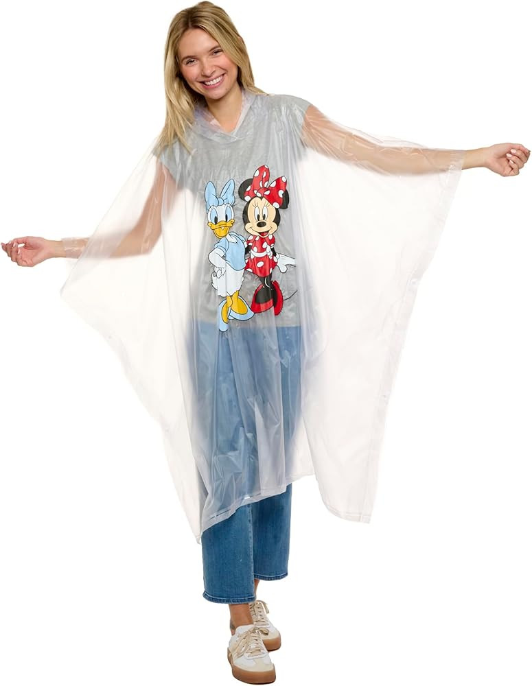 Disney Minnie Mouse Mickey Mouse Pluto Daisy Duck Rain Poncho Hoodie Unisex Adult | Amazon (US)