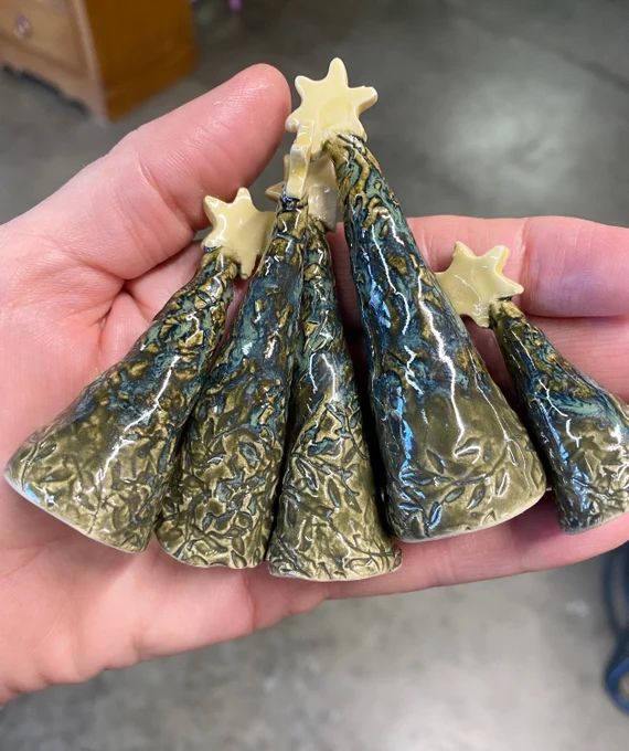 Mini Miniature Hand Made Pottery Ceramic Christmas Tree Trees - Etsy | Etsy (US)
