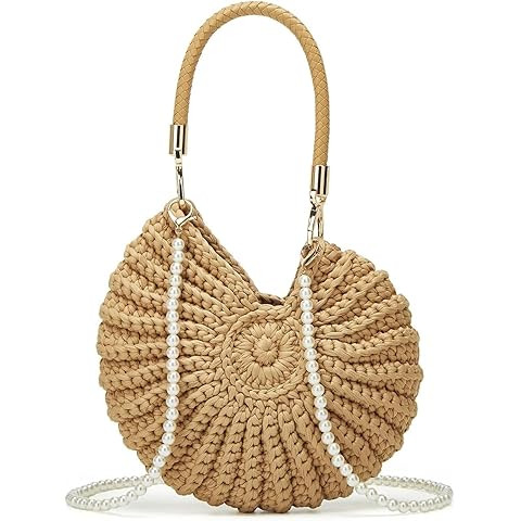 Handmade Crochet Tote Bag Seashell Purse for Women Boho Shell Handbag Crossbody Shoulder Bag Summ... | Amazon (US)