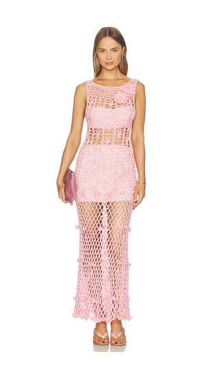 ANDREEVA Handmade Maxi Crochet Dress in Pink. - size M | Revolve Clothing (Global)