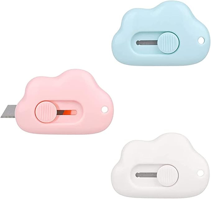 3 Pcs Cloud Shaped Mini Art Utility Knives Box Cutter Retractable Letter OpenerPortable, Suitable... | Amazon (US)
