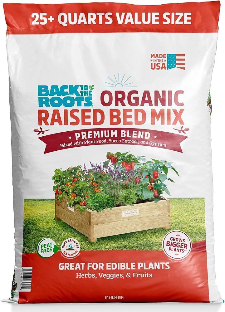 Back to the Roots 25.7qt Organic Raised Bed Mix Premium Blend for Growing Edible Plants | Amazon (US)