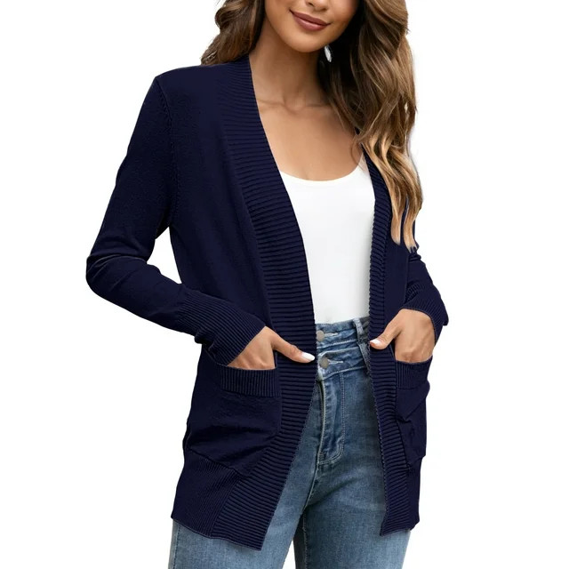 FOLUNSI Women's Cardigan Casual Lightweight Knit Cardigan Sweaters of Female s-2x | Walmart (US)
