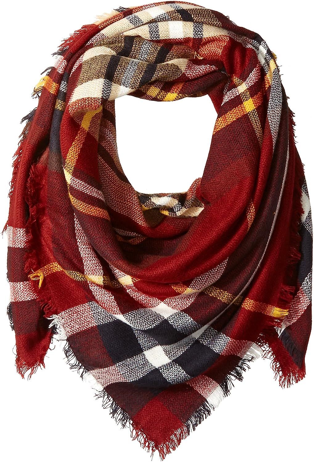 La Fiorentina Women's Oversized Square Plaid Scarf | Amazon (US)