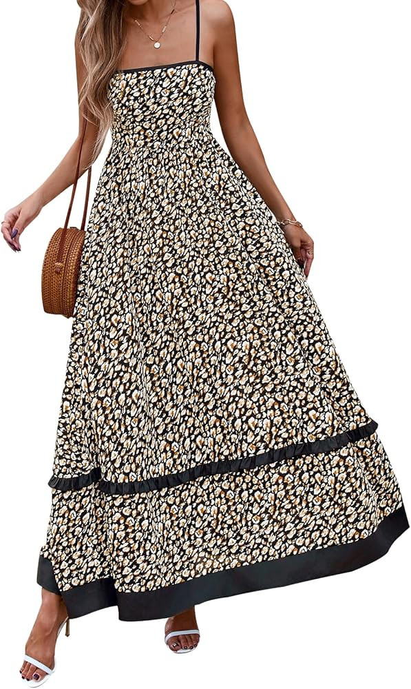 PRETTYGARDEN Summer Spaghetti Strap Dresses for Women 2026 Flowy Sundresses Casual Boho Sleeveles... | Amazon (US)