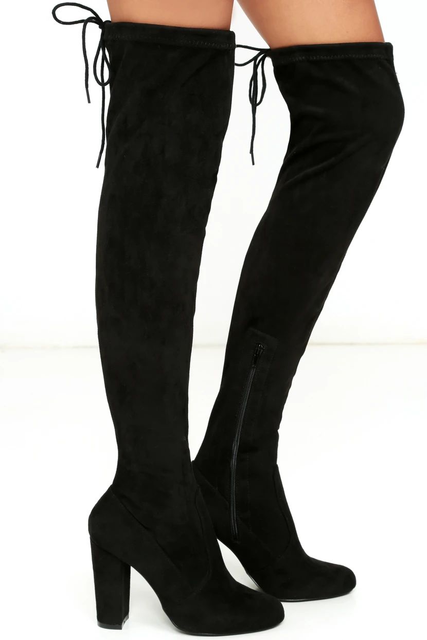 So Much Yes Black Suede Over the Knee Boots | Lulus (US)