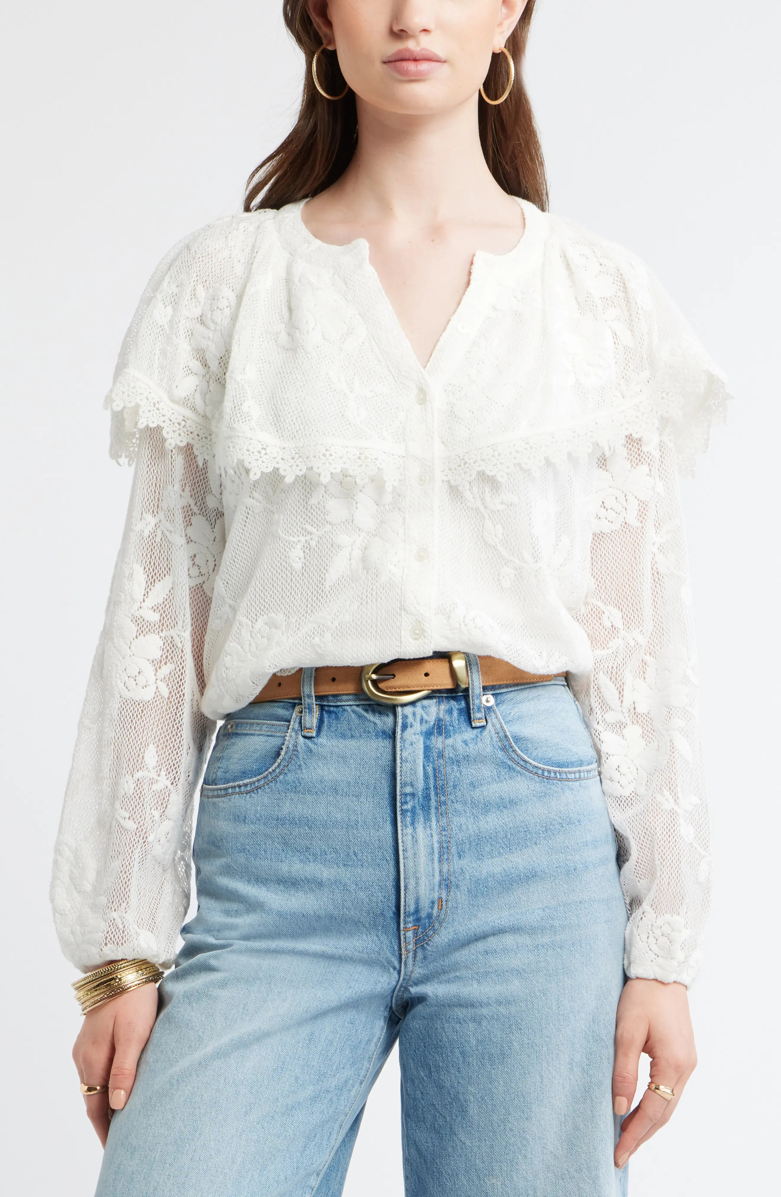 Lace Button-Up Shirt (Women) | Nordstrom | Nordstrom