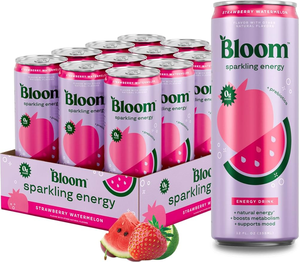 Bloom Nutrition Sparkling Energy Drink - Natural Caffeine, Zero Sugar, 180mg Caffeine - Antioxida... | Amazon (US)