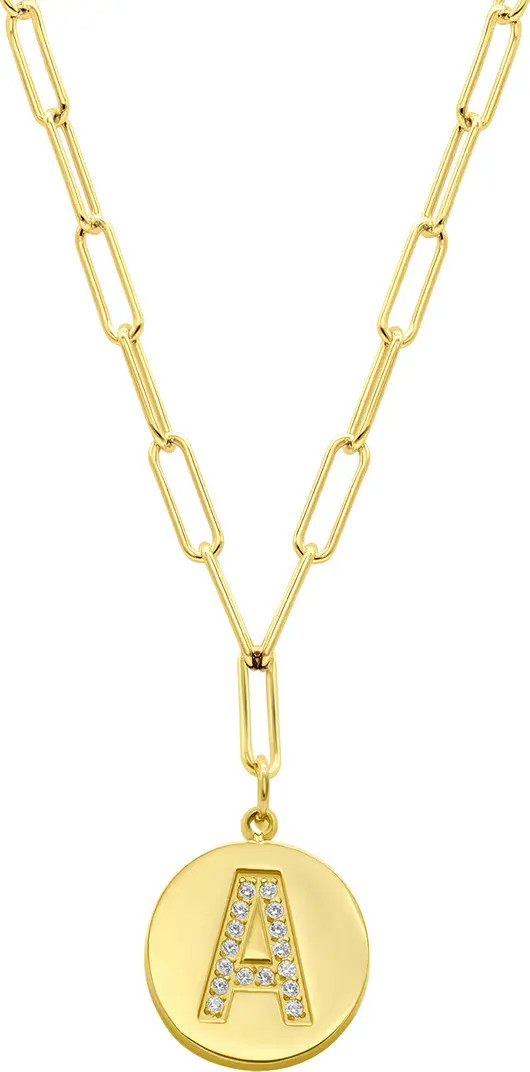 14K Gold Plated Pavé Initial Pendant Necklace | Nordstrom Rack
