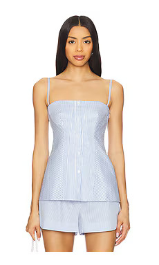 SIMKHAI Vivvy Bustier Top in Blue Hydrangea Stripe from Revolve.com | Revolve Clothing (Global)