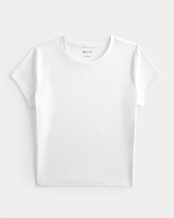 Seamless Fabric Longline Crew Baby Tee | Hollister (UK)