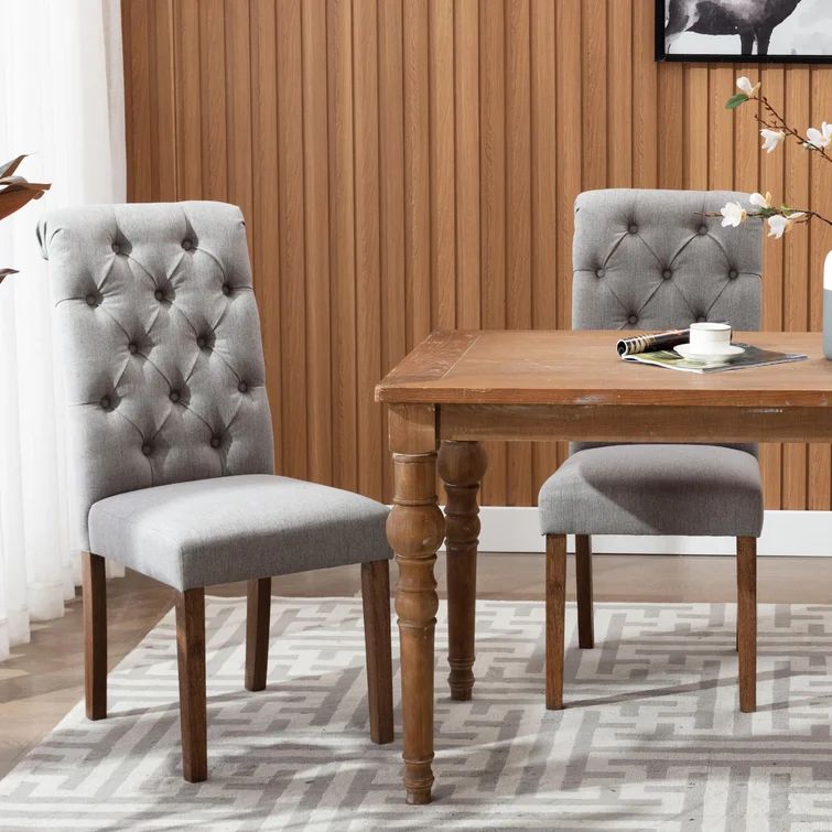 Bookout Tufted Upholstered Fabric Dining Side Chairs with Solid Wood Legs and Padded Seat (Set of... | Wayfair North America