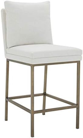 Amazon Brand – Rivet Lundberg Contemporary Upholstered Counter-Height Barstool with Brass Legs,... | Amazon (US)