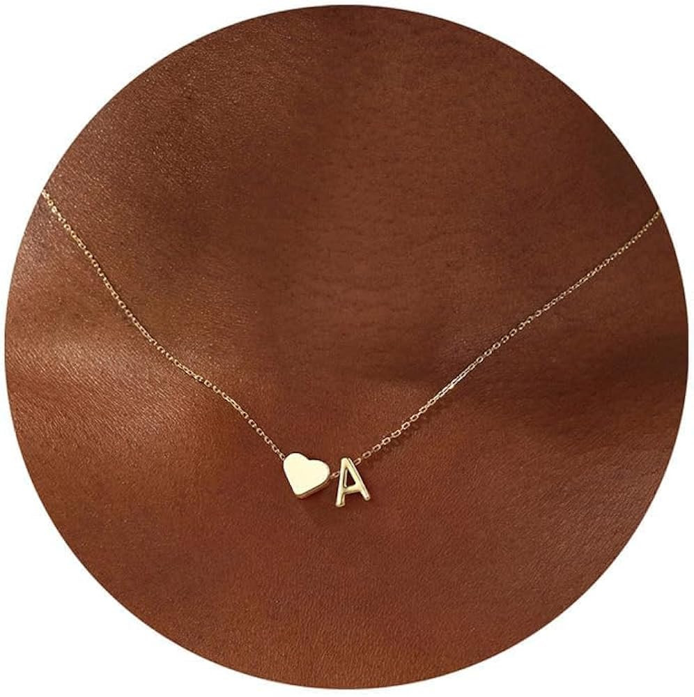 Turandoss Christmas Gifts for Grandkids - Dainty 18K Gold Plated Tiny Heart Initial A-Z Letter Pe... | Amazon (US)