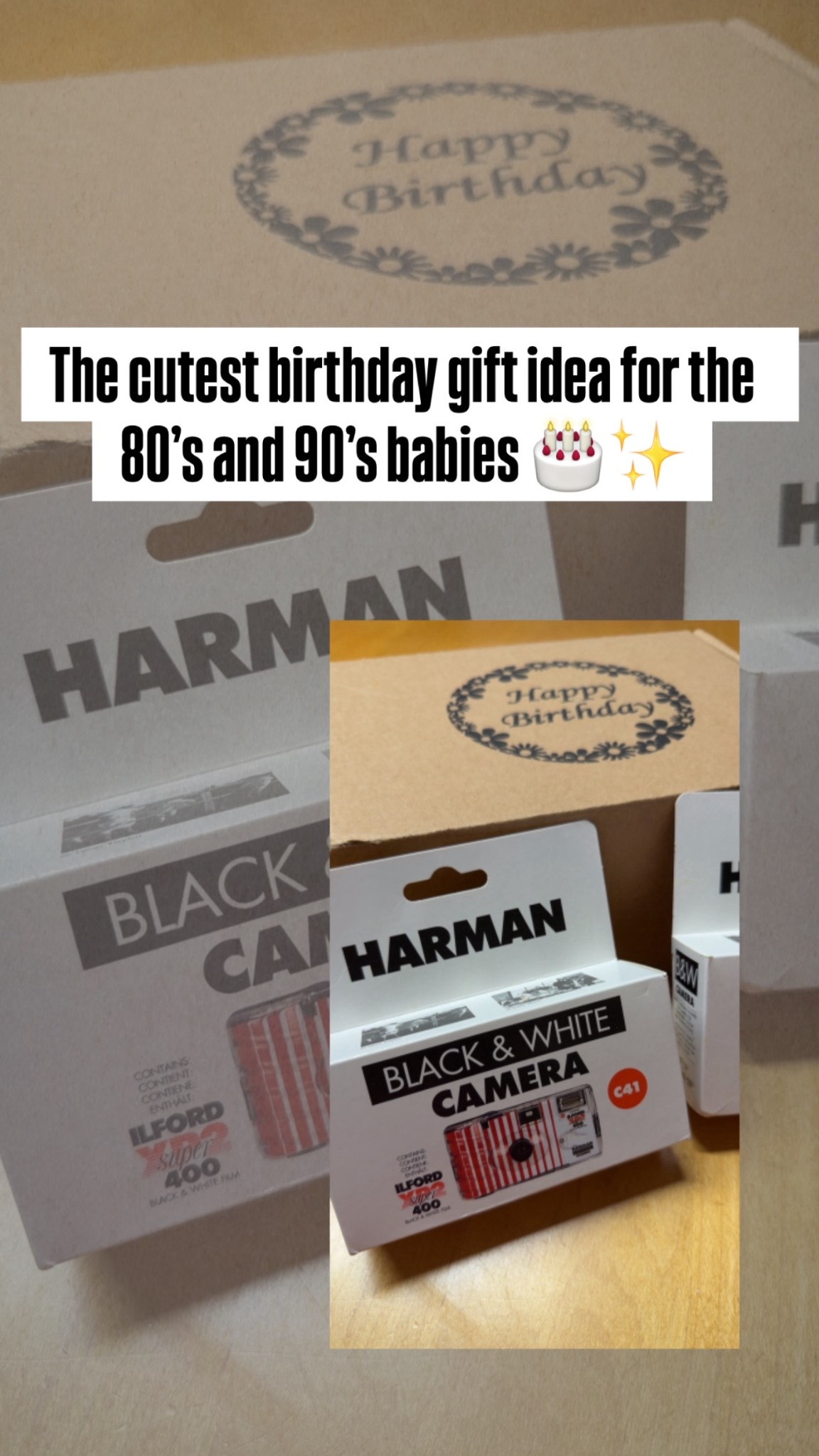 THE CUTEST BIRTHDAY GIFT IDEAS FOR AN 80s OR 90s BABY 🎂✨ Buy them in bulk so you can always throw it in as a fun, cute gift-add on   

A disposable film camera for all the nostalgic vibes we grew up on 🤍
Something about black & white photos just makes every memory feel so much more special

Perfect for capturing their birthday weekend, trips, and all the candid moments they’ll actually keep forever 🎞️

#giftideas #y2kgifts #birthdaygift #diygiftbox

#LTKOver40 #LTKselfcare #LTKTravel