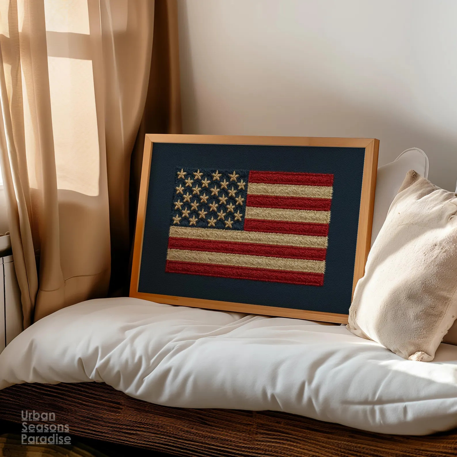 Vintage Embroidered American Flag Wall Art, Patriotic Cottagecore Decor, 250th Anniversary Americ... | Etsy (Global)