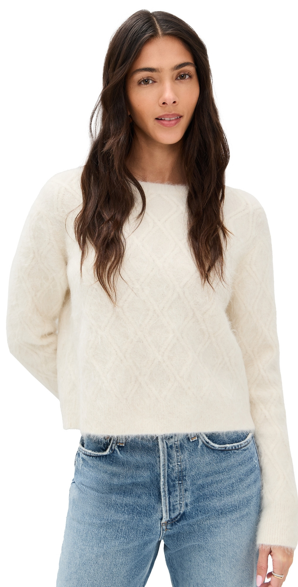 OGD One Grey Day Viola Alpaca Crewneck Sweater Ivory L | Shopbop