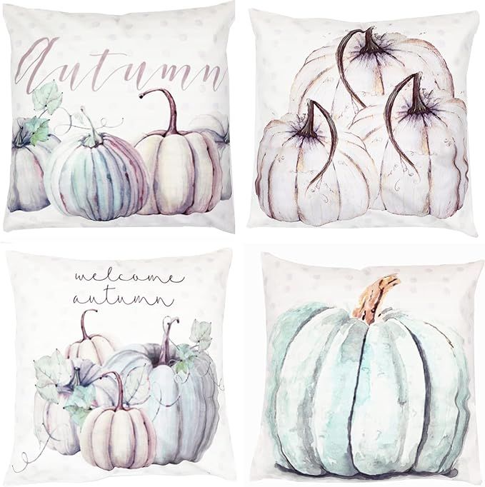 Fall Pumpkin Harvest Decorative Pillowcases Set of 4, ZUEXT Autumn Thanksgiving Throw Pillow Cove... | Amazon (US)