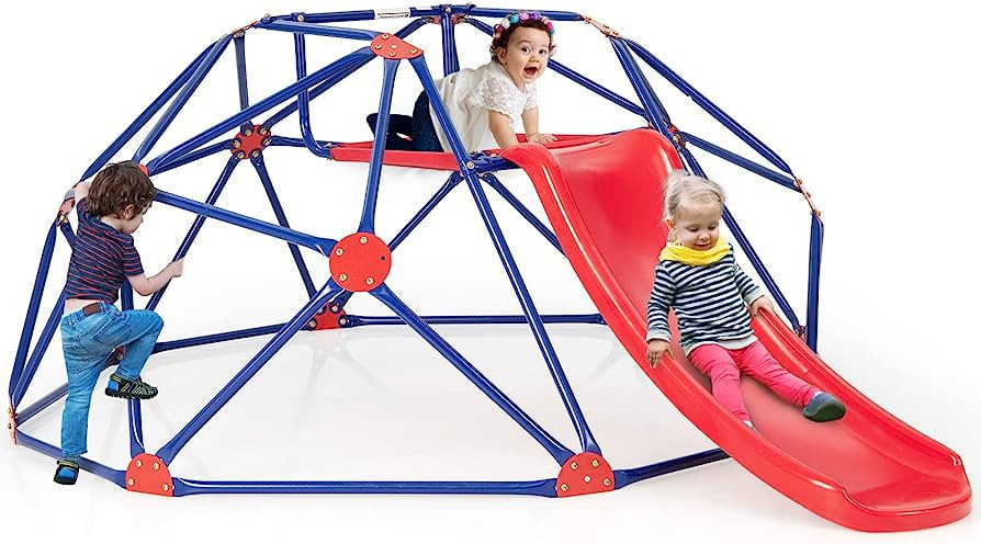 OLAKIDS Climbing Dome with Slide, Kids Outdoor Jungle Gym Geodesic Climber, Steel Frame, 8FT Clim... | Amazon (US)