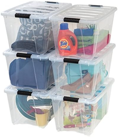 IRIS USA 54 Qt Stackable Plastic Storage Bins with Lids, 6 Pack - BPA-Free, Made in USA - See-Thr... | Amazon (US)