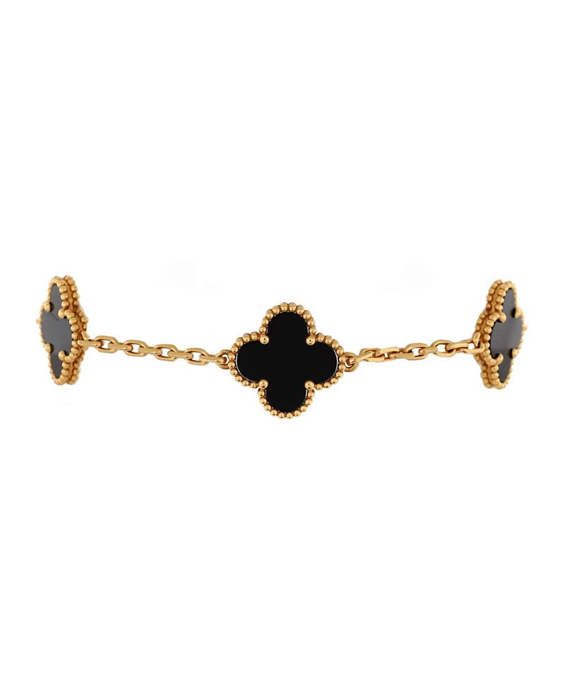 Pre-Owned Van Cleef & Arpels Vintage Alhambra 5 Motifs Bracelet 18K Gold and Onyx | Bloomingdale's (US)