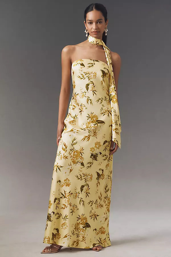 Molly Scarf-Neck Strapless Column Maxi Dress | Anthropologie (US)