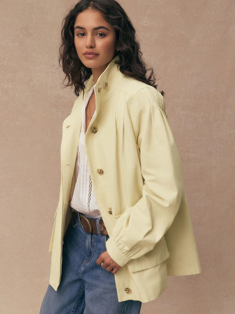 Lemon Yellow Cotton Funnel Neck Jacket | Next EU